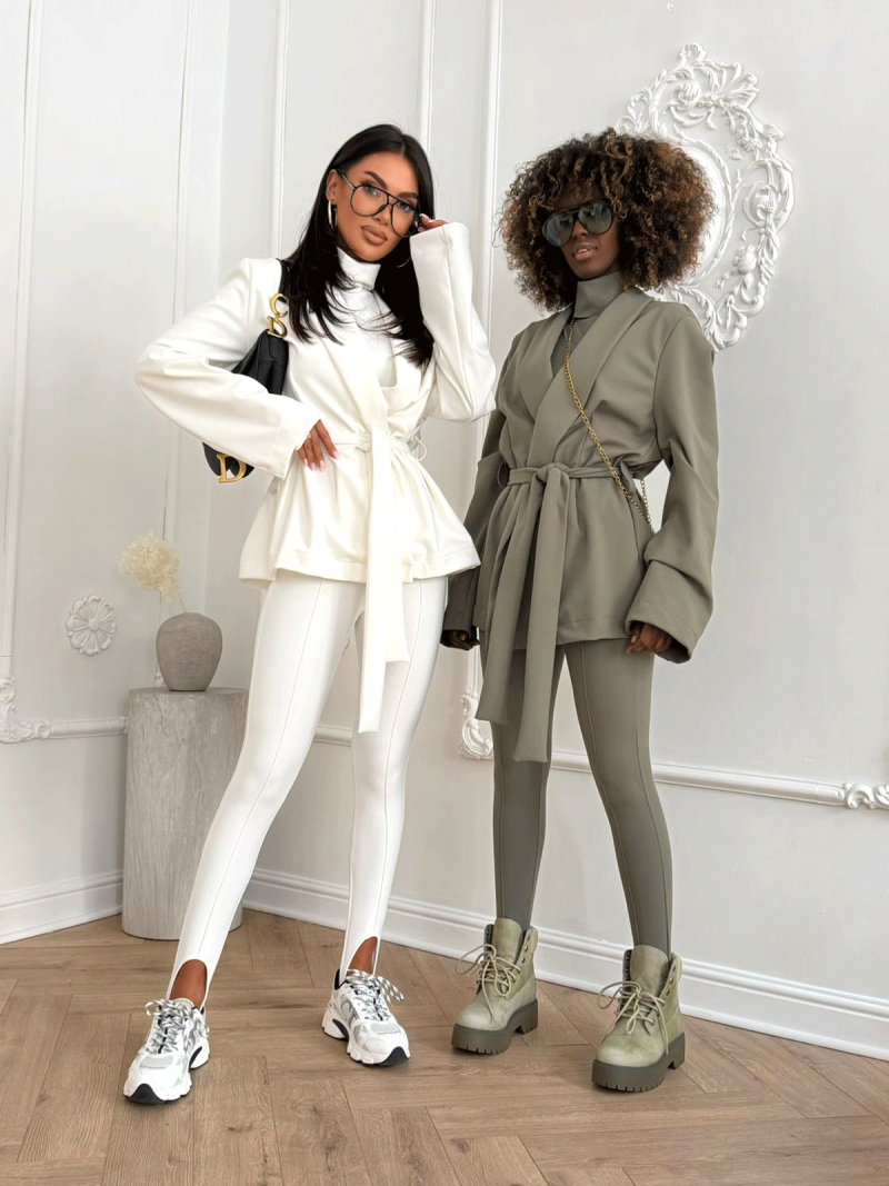 Bawełniane legginsy narciary HARUKI - białe