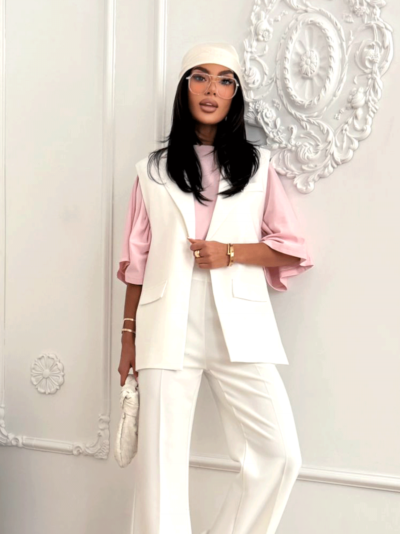 Marynarkowa kamizelka z otwartymi bokami NAIRI - biała