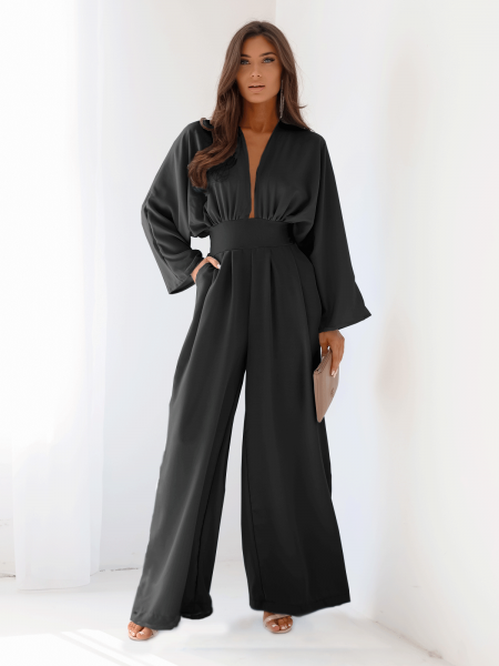 Kombinezon z szerokimi nogawkami LACEY - czarny 2