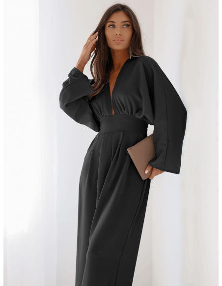 Kombinezon z szerokimi nogawkami LACEY - czarny