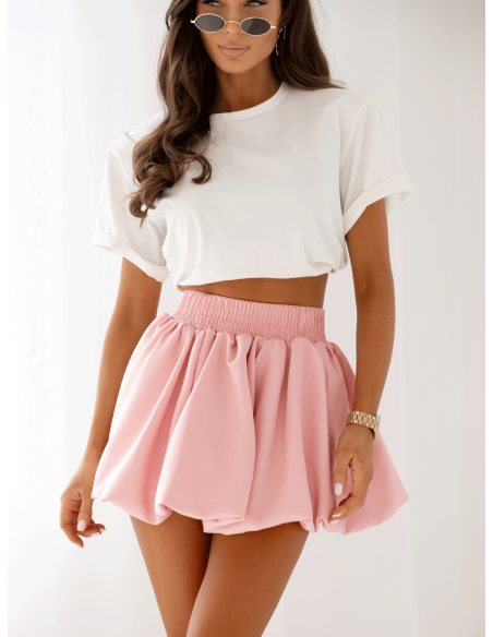 WP Spódnica mini bombka z szeroką gumą - pudrowy róż