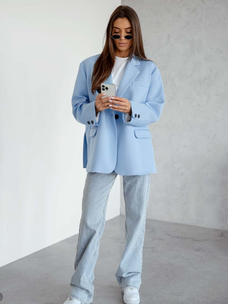 Długa marynarka oversize RIVIERA - błękitna 2