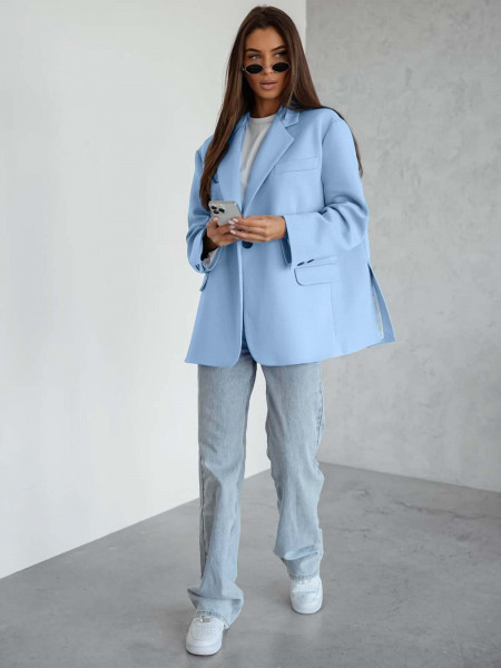 Długa marynarka oversize RIVIERA - błękitna