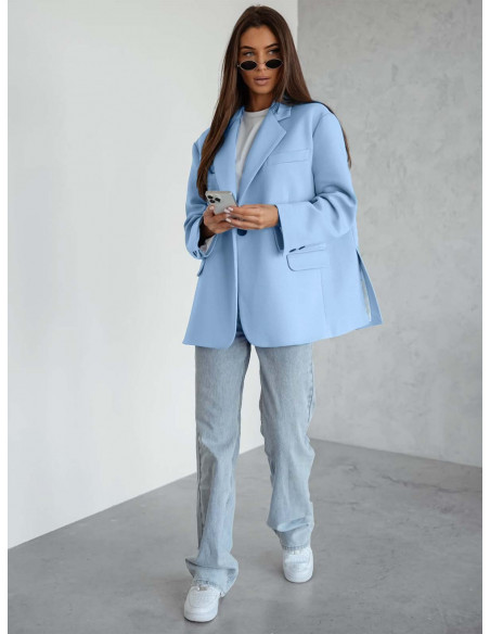 Długa marynarka oversize RIVIERA - błękitna