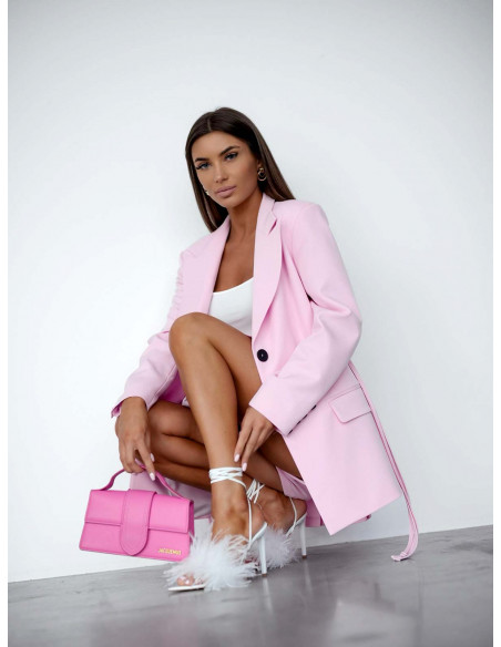 Marynarka oversize z wiązaniem AVIONA - różowa