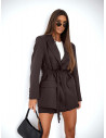 Marynarka oversize z wiązaniem AVIONA - czekoladowa