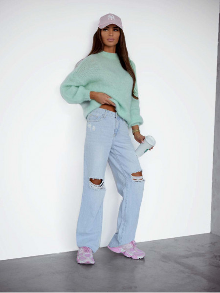 Moherowy sweter oversize CONOR - miętowy 2