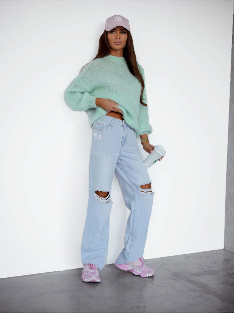 Moherowy sweter oversize CONOR - miętowy