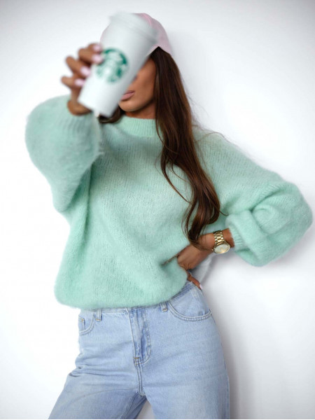 Moherowy sweter oversize CONOR - miętowy