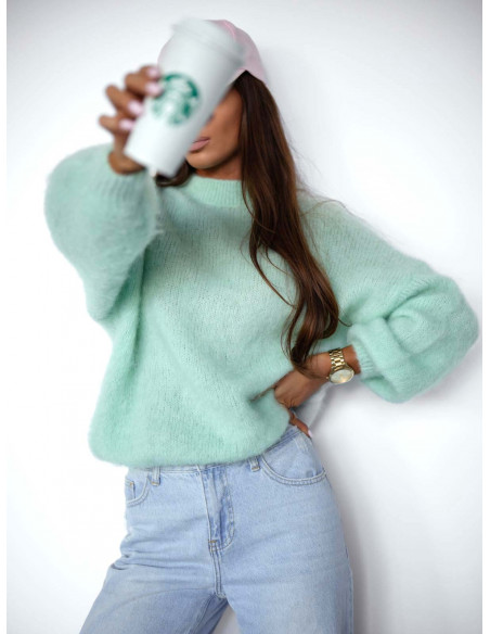 Moherowy sweter oversize CONOR - miętowy