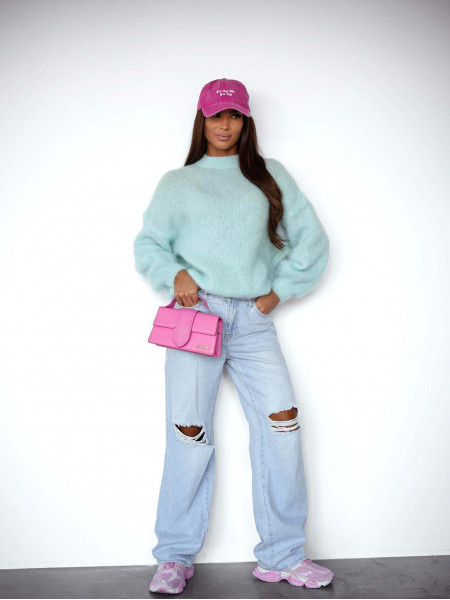 Moherowy sweter oversize CONOR - błękitny 2