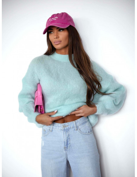 Moherowy sweter oversize CONOR - błękitny