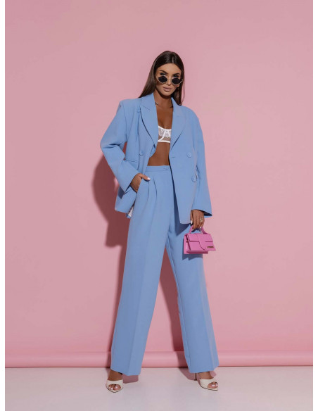 Eleganckie spodnie z kantem z wiskozy KRISTI - niebieskie