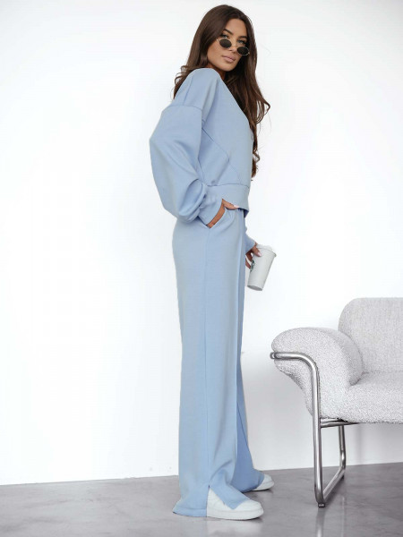 Wiskozowy dres z szerokimi spodniami IVAR - błękitny 2