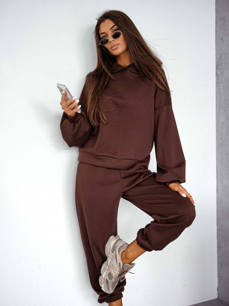 Wiskozowy komplet dresowy NORIEL - czekoladowy