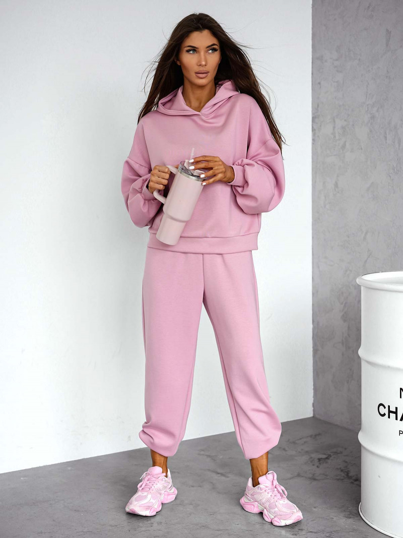 Wiskozowy komplet dresowy NORIEL - brudny róż