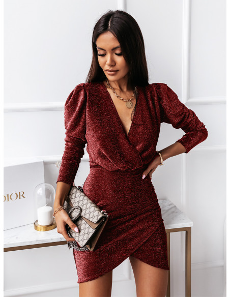 WP błyszcząca sukienka z brokatem - czerwona