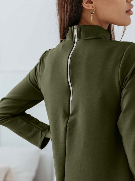 WP Trapezowa sukienka z półgolfem - khaki 2