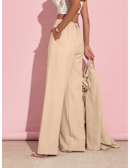 WP eleganckie szerokie spodnie z zaszewkami - beżowe