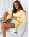 Wełniany krótki sweter kardigan MIREO - bananowy