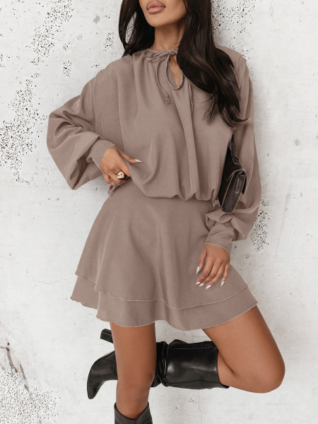 WP rozkloszowana sukienka mini - mocha mousse 2