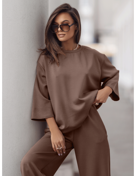 Stylowy komplet dresowy z tencelu MEGARA - mocha mousse