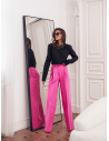 Eleganckie spodnie z szeroką nogawką ELIANNE - różowe