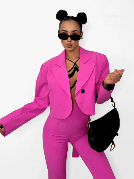 Krótka marynarka z ozdobnym tyłem VELINA - różowa