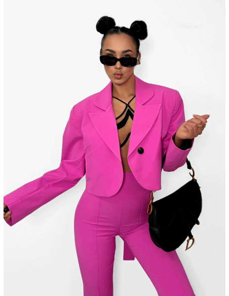 Krótka marynarka z ozdobnym tyłem VELINA - różowa