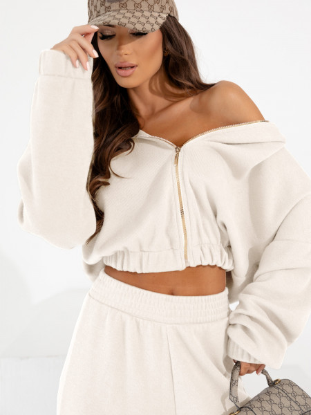 Komplet dzianinowy bluza i spodnie NOLANI - cloud dancer