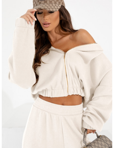 Komplet dzianinowy bluza i spodnie NOLANI - cloud dancer