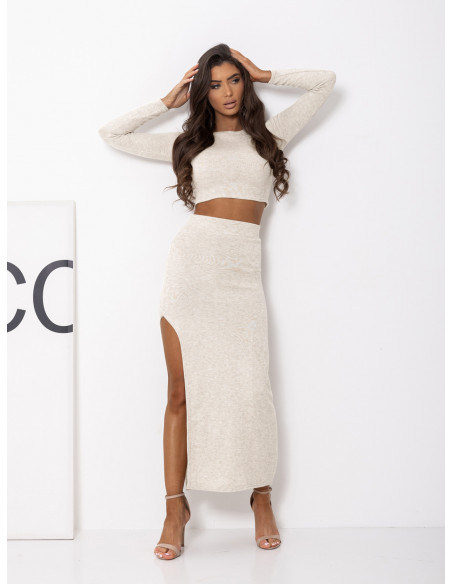 Komplet dzianinowy ze spódnicą SELWYN - cloud dancer