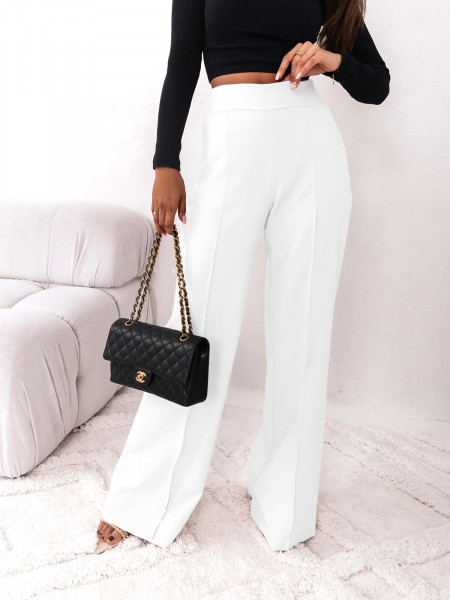 WP Eleganckie spodnie z szerokimi nogawkami - białe