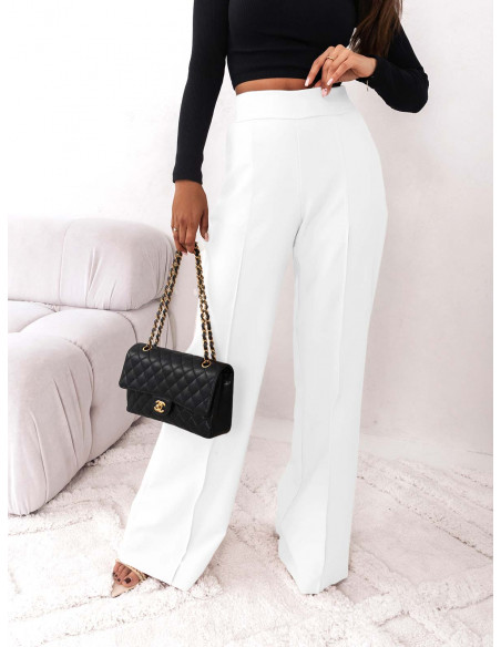 WP Eleganckie spodnie z szerokimi nogawkami - białe