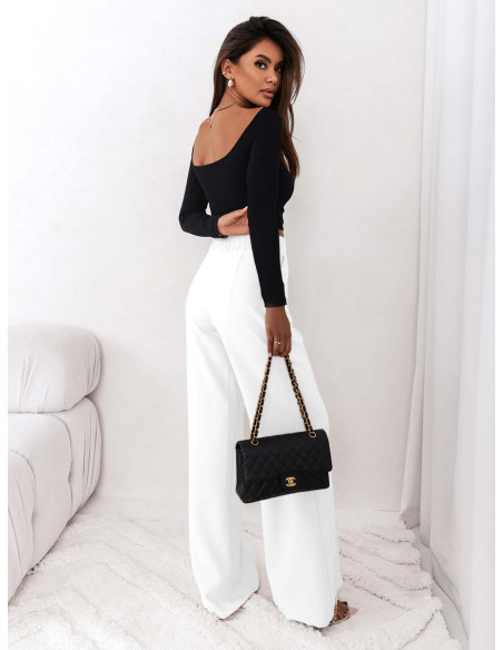 Eleganckie spodnie z szerokimi nogawkami ASALA- białe