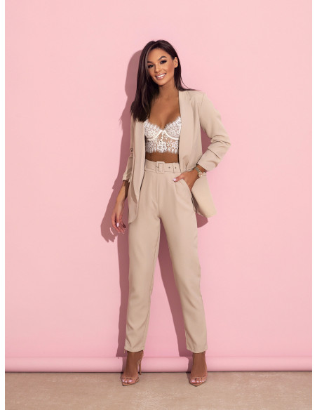 Modny garnitur marynarka i spodnie NAJAT - beżowa