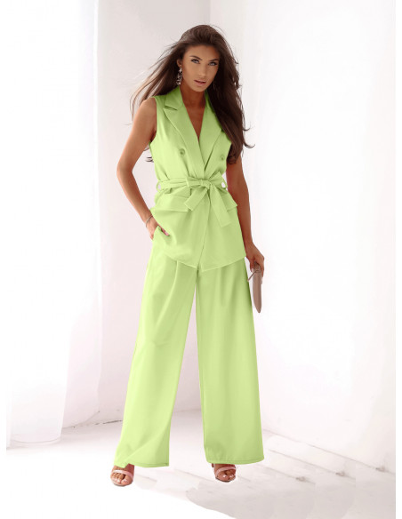 WP Stylowe szerokie spodnie - szałwiowe