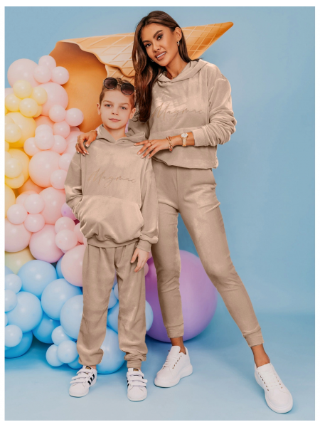 WP welurowa bluza dresowa dziecięca r.128 - beżowa