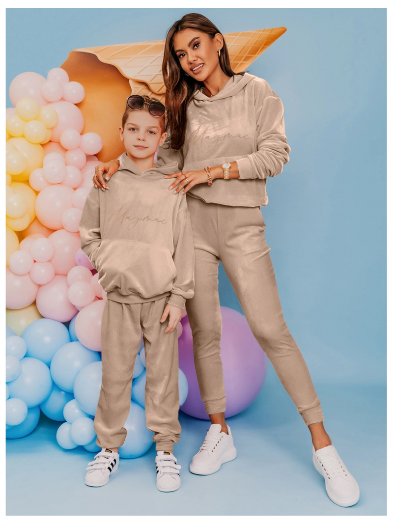 WP welurowa bluza dresowa dziecięca r.128 - beżowa