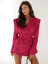 Elegancka długa marynarka z wiązaniem ARSJA - fuksjowa