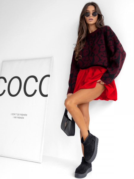 WP Spódnica mini bombka z szeroką gumą - czerwona