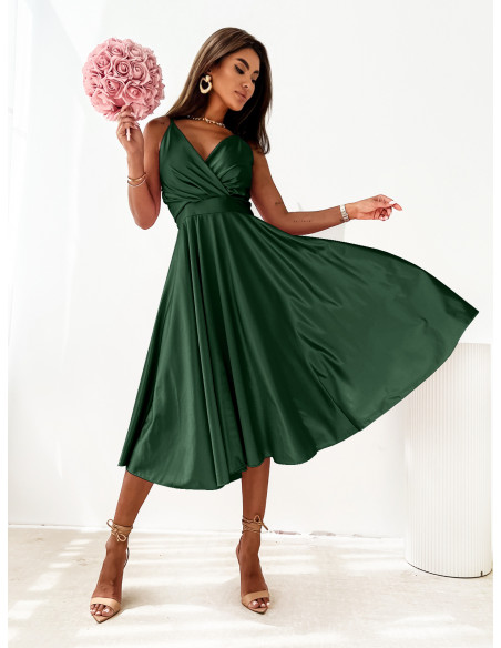 WP Rozkloszowana sukienka na ramiączkach - butelkowa zieleń