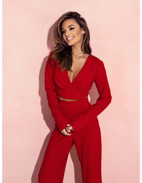 Elegancki komplet ze spodniami FAIZA - czerwony