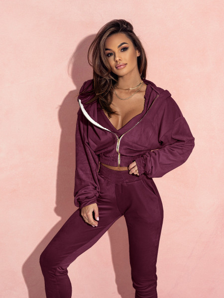 Welurowy komplet dresowy 3w1 LARS - bordowy