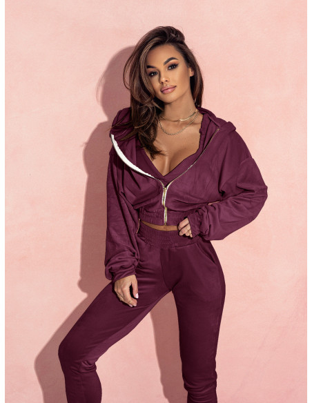 Welurowy komplet dresowy 3w1 LARS - bordowy