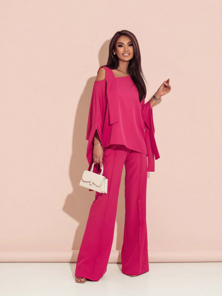 WP elegancka bluzka narzutka oversize - fuksjowa