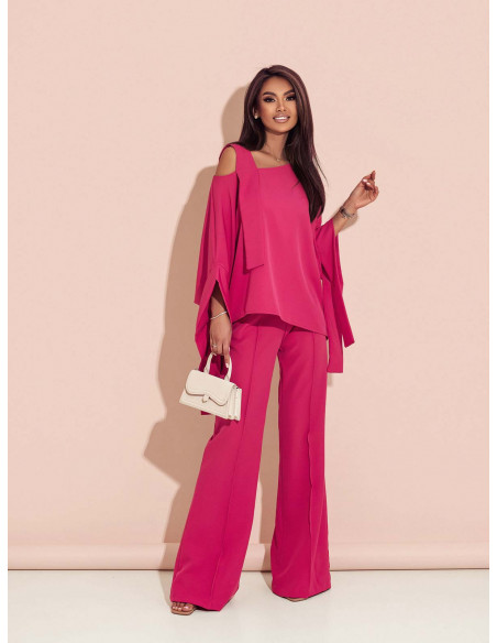 WP elegancka bluzka narzutka oversize - fuksjowa