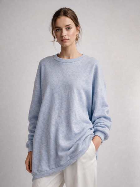 WP dzianinowy sweter oversize - błękitny