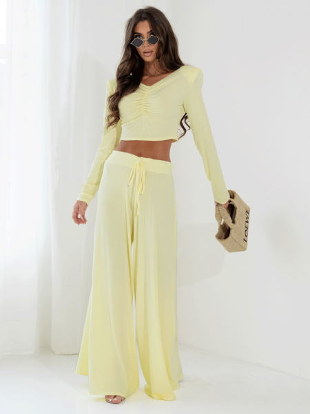 WP wiskozowa bluzka z marszczeniem - cytrynowa 2