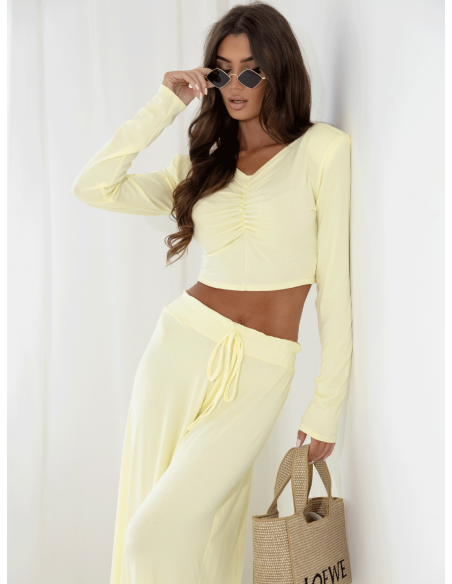 WP wiskozowa bluzka z marszczeniem - cytrynowa